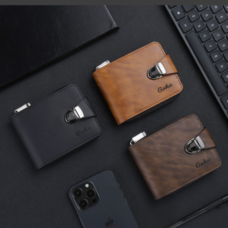 Simple Men's Short Style PU Leather Wallet Multi Card Case Foldable ...
