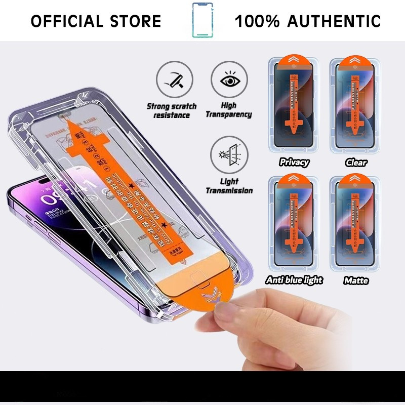 Monee tempered glass Screen Protector For iPhone 16 15 14 13 12 11 Pro Max Plus XR X Xs 7 8 Plus Screen Protector HD Matte Privacy tempered glass With Auto Alignment Easy Install