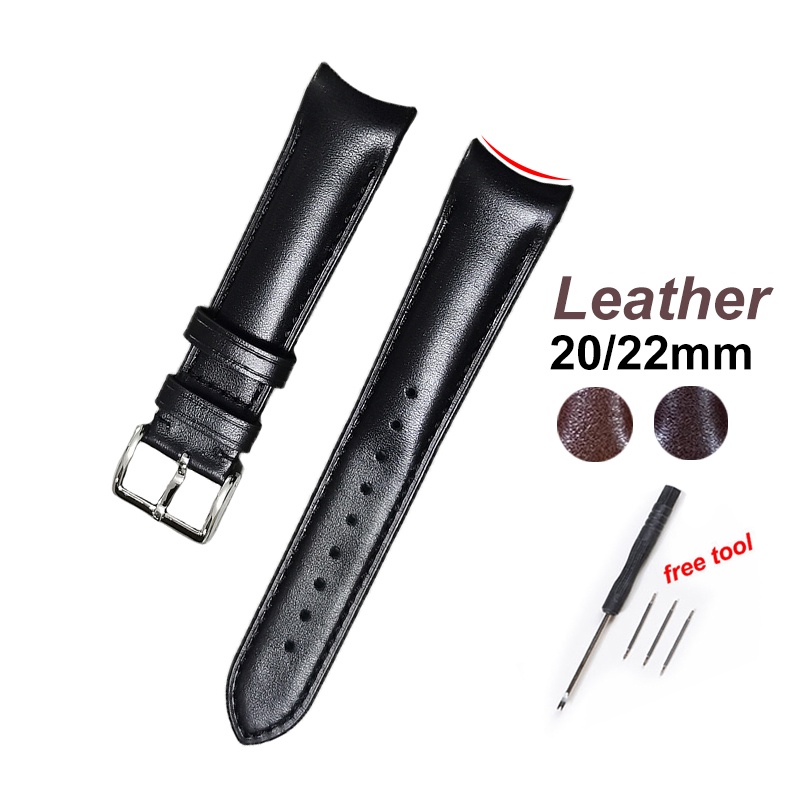 High Quality Genuine Leather Watch Strap 20mm 22mm Curved End Belt