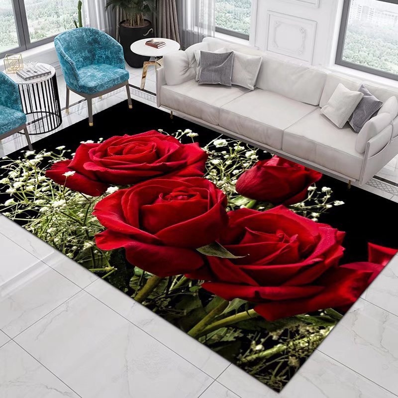 Home Decor Entrance Door Mat Flower Rose Peony Pastoral 3D Printed ...