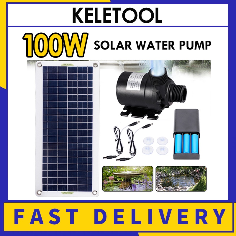 Brushless Motor 100w 800L/H Solar Water Pump Set With 10A Controller  Ultra-Silent For Garden Fountain Fish Pond