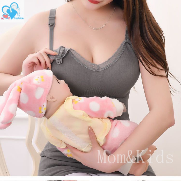 Womens Nursed Tank Tops Built In Bra Top For Breastfeeding Maternity  Camisole Brasieres 2PC With 4PC Breast Pads Maternity Tops (Pink, S) :  : Fashion