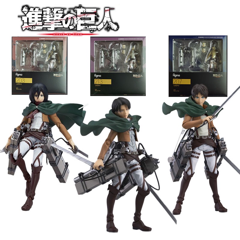 Figma Attack on Titan Action Figure Levi Ackerman 213 Eren Yeager 207 ...