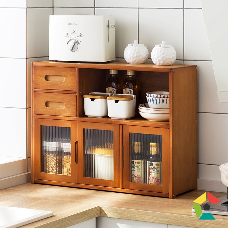 HM Kitchen Cabinet Bamboo Sideboard Locker Tea Side Cabinet Wine ...