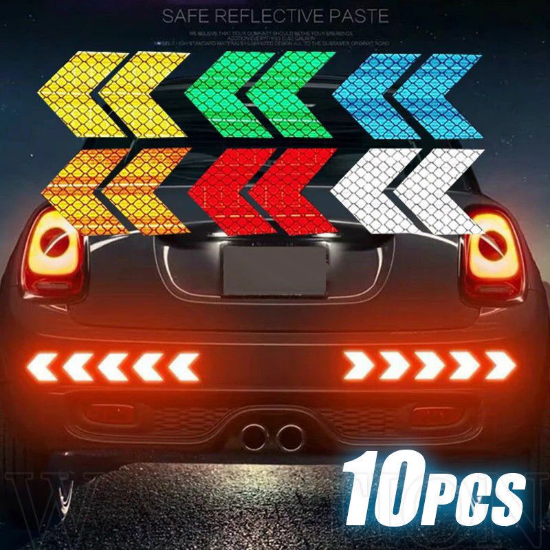 10pcs Car Reflective Arrow Sign Sticker - Night Driving Safety ...