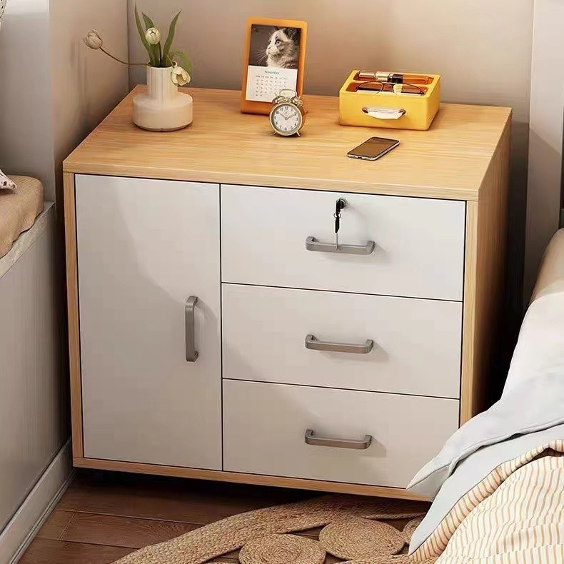 Lockable Mobile Bedside Cabinet, Simple Design for Rental Apartments ...