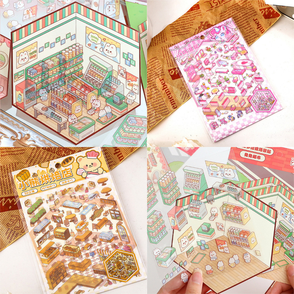 DIY Capybara Stickers Creative 3D Miniature Scene Building Stickers ...