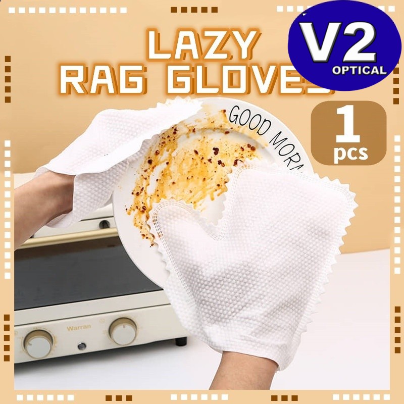 (1 pcs) Lazy Rag Gloves Non-Woven Cleaning Dust Removal Wet Dry Dual ...
