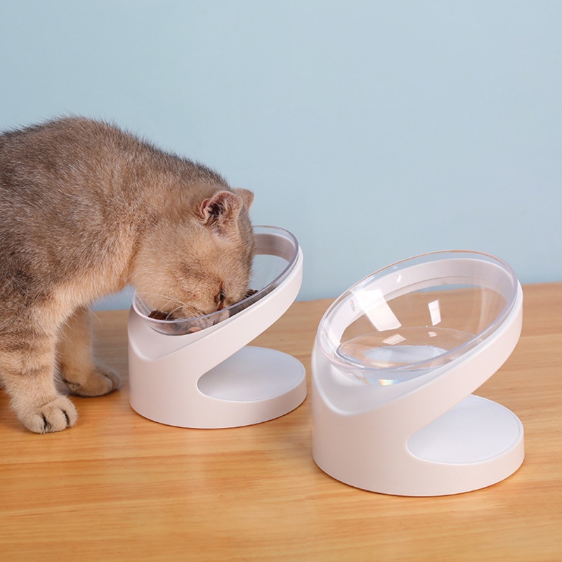Cat Food Bowl Raised No Slip Plastics Elevated Stand Tilted Feeder