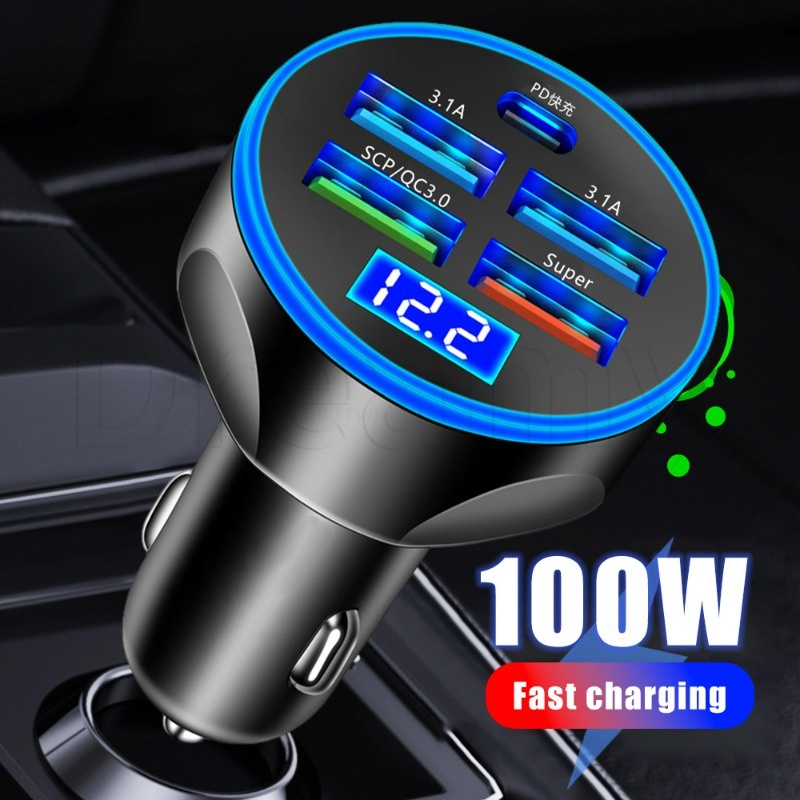 5in1 5 Ports Type C Phone Adapter In Car / USB Car Universal Fast