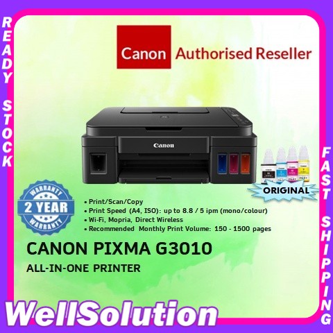 Canon Pixma G3010 All In One Ink Tank Wireless Color Inkjet Printer ...