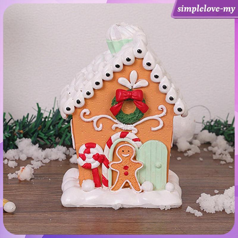[SimpleloveMY] Christmas Gingerbread House Figurine Xmas Gingerbread House Ornament for Cafe