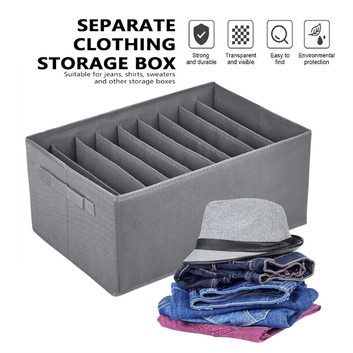 Wardrobe Storage Organiser for Jeans, Foldable Fabric Wardrobe Clothes