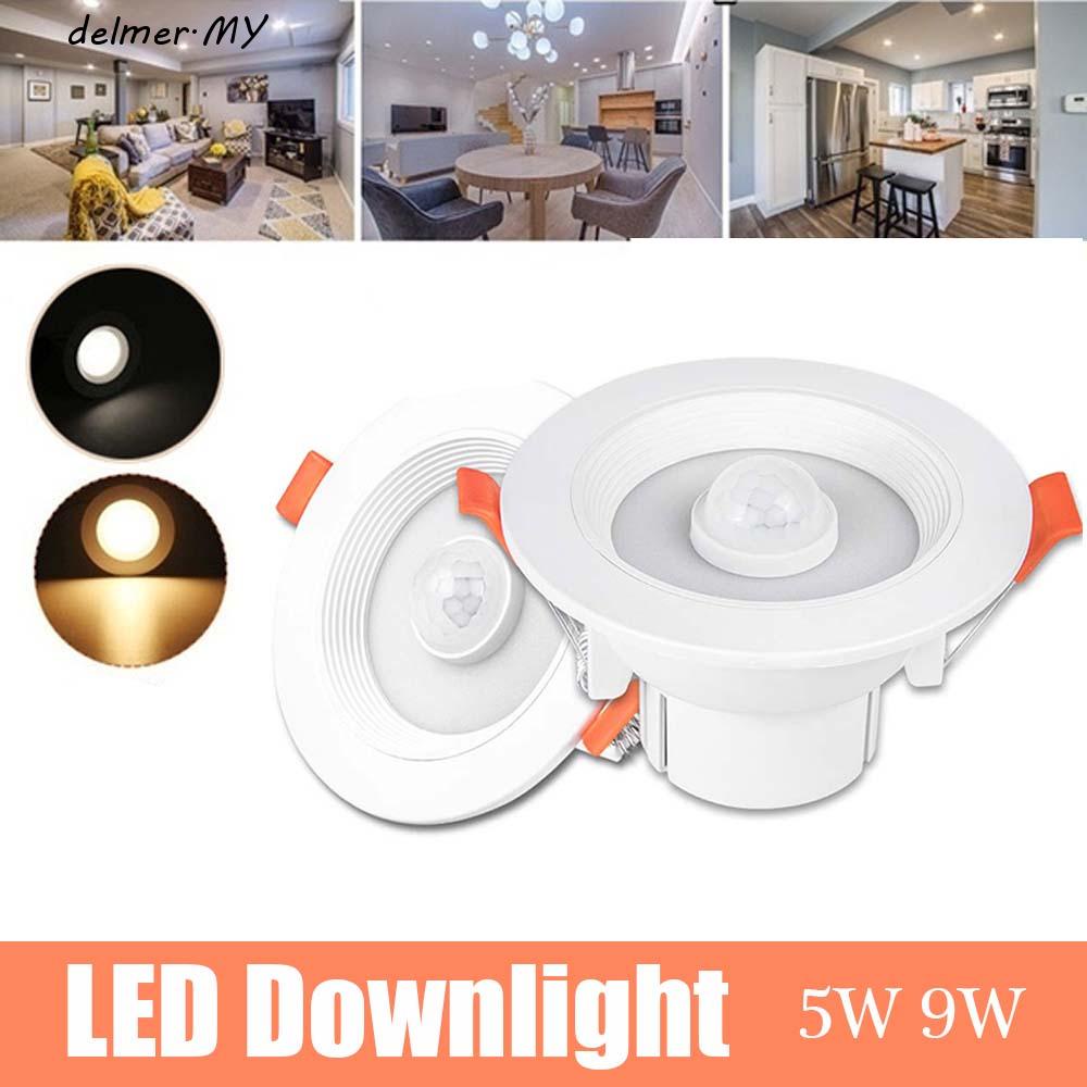 DELMER LED Downlight 220V 5W 9W Indoor Lights PIR Sensor Motion ...