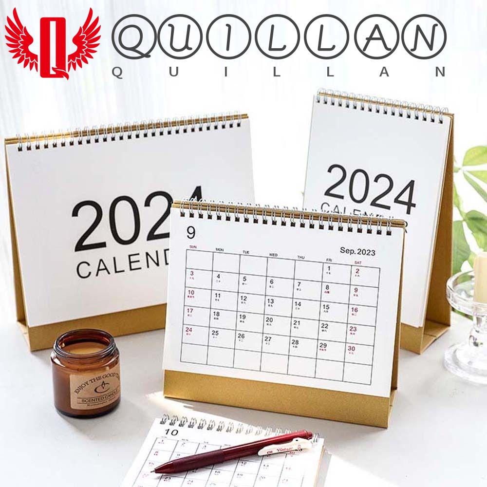 QUILLAN Desk Calendar, Daily Planner Coil Standing Calendar 2024