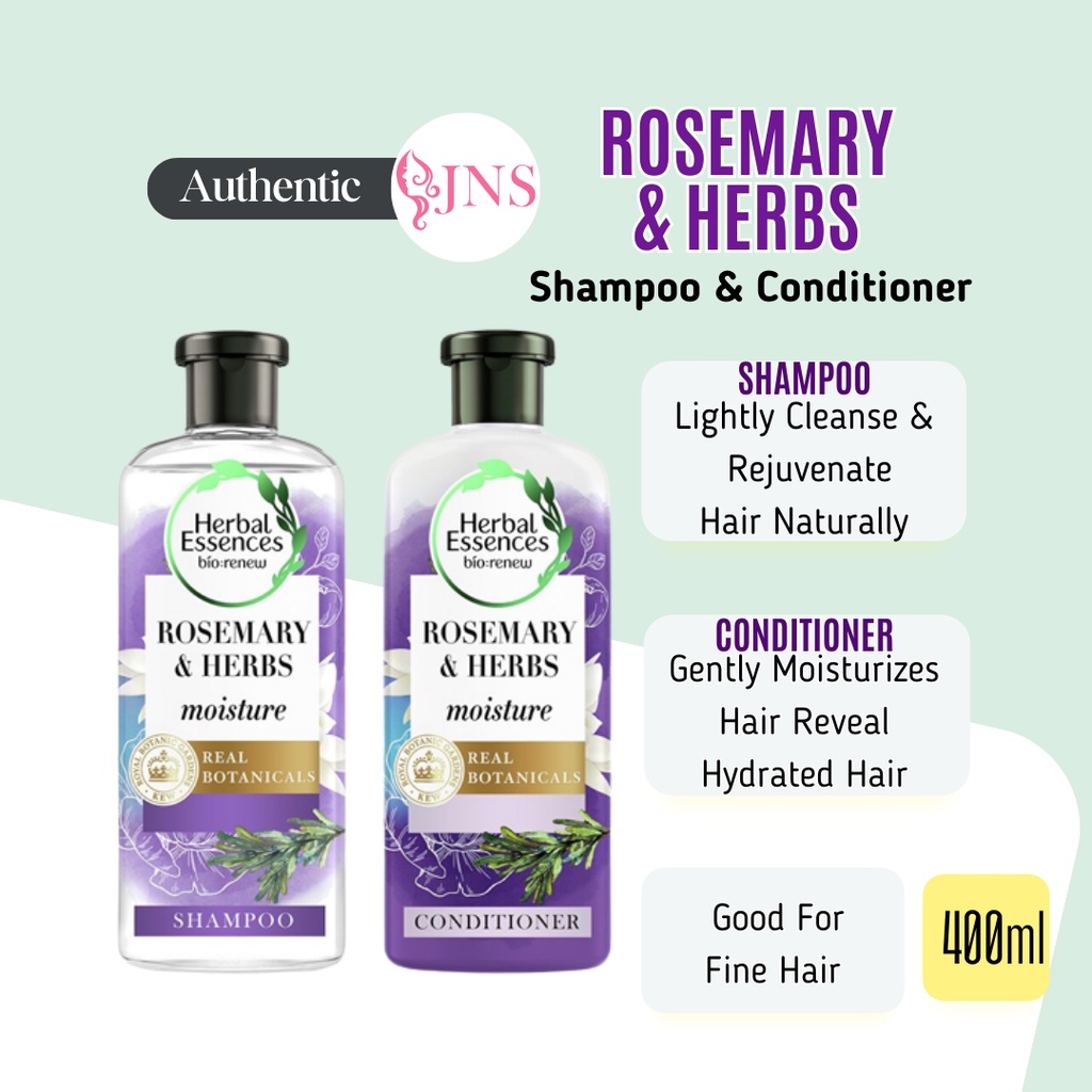 Herbal Essences Bio Renew Moisture Rosemary & Herbs Shampoo & Conditioner 400ml Cleanse
