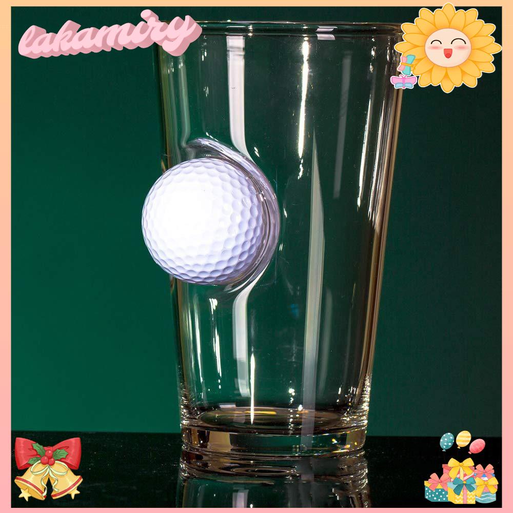 LAKAMIRY Golf Beer Mug, Glass Golf Embedded Golf Ball Pint Glass Cup, Gift Wine Set Wine Glass