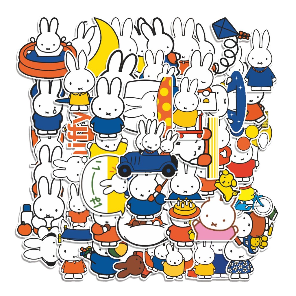 COD 50 Pcs Cute CARTOON MIFFY Stickers Waterproof For Notebook Bike ...