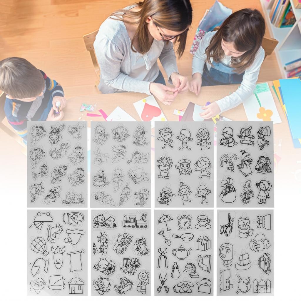 Xunb 8Pcs Heat Shrink Plastic Sheet Kit Shrinky Art Paper with Pattern ...
