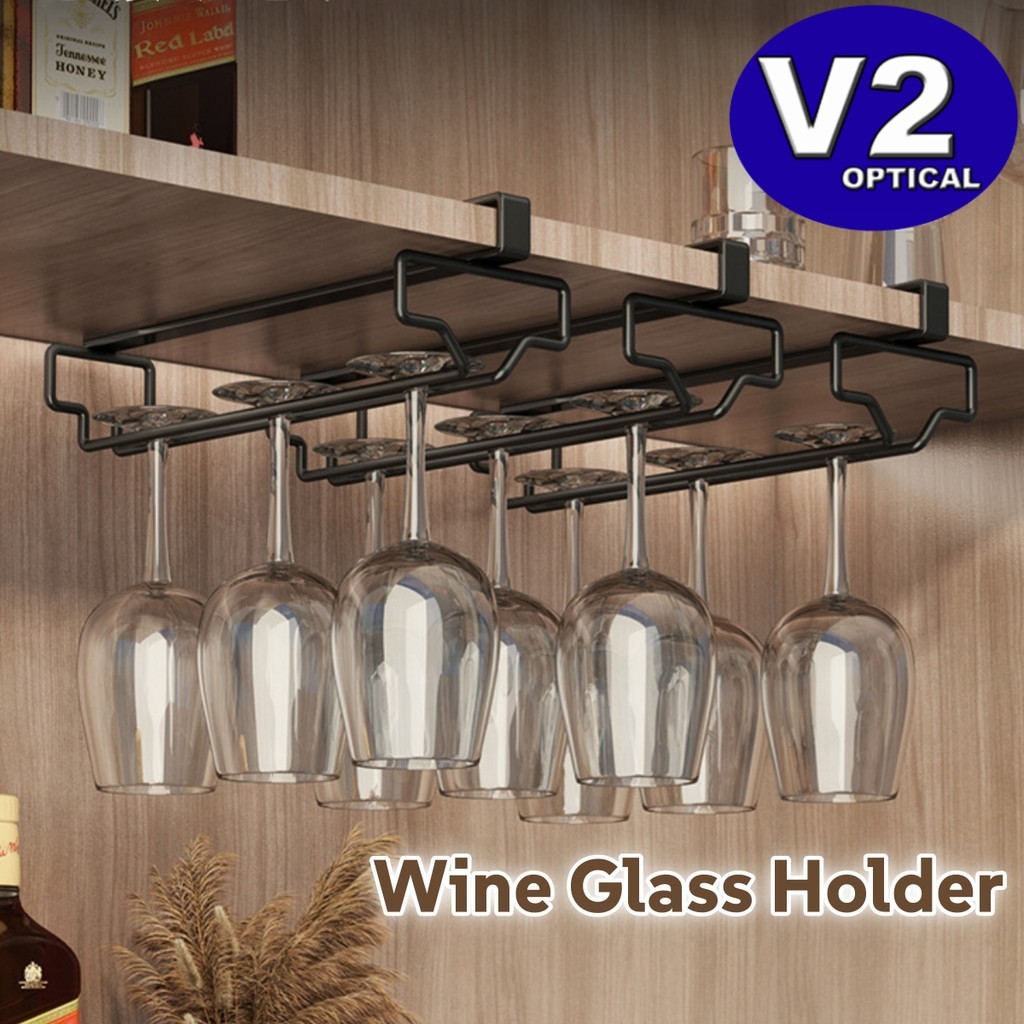 Wine Glass Holder Under Cabinet Wine Glass Hanging Rack Single Row No ...