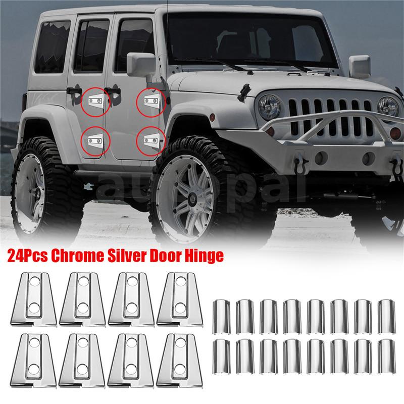 1Set/ 24Pcs Silver Car Door Hinge Trim Covers Auto Door Hinges for Jeep