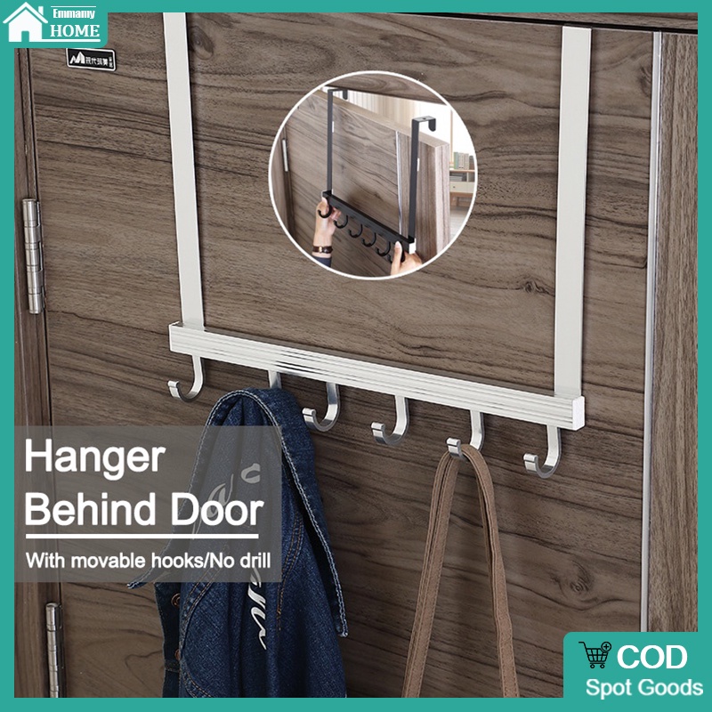 EmmamyBack Door Hanger with Adjustable hooks /No Drill Hanger Behind