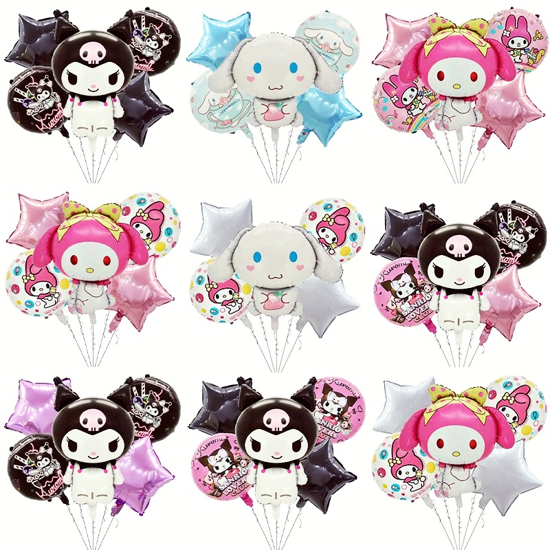 5pcs Sanrio Kuromi Theme Helium Foil Balloons Party Decorations ...