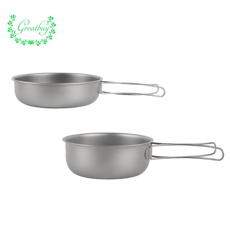 Titanium Camping Frying Pan Skillet Dish Cookware Griddle with Lid