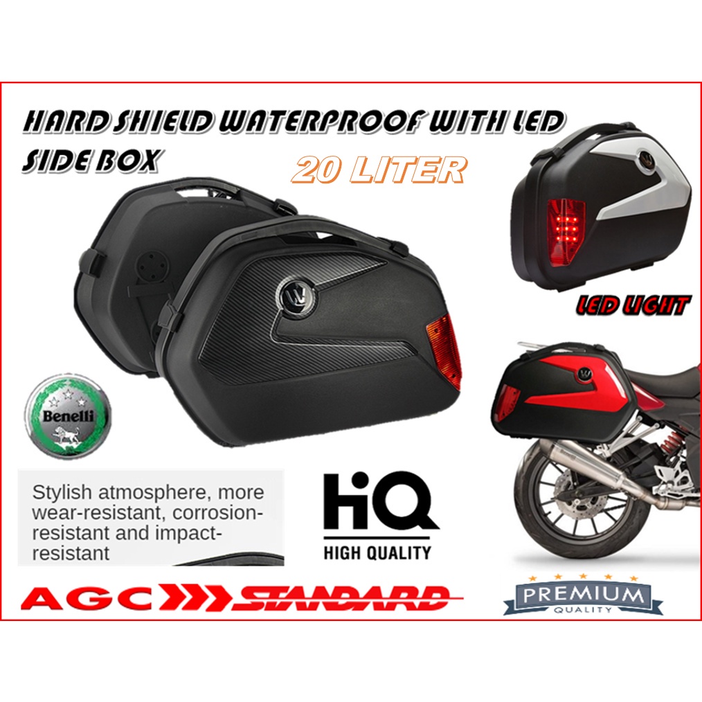 BENELLI WATERPROOF V35 SIDE BOX ABS PLASTIC WITH LED LIGHT HARD SHEILD ...