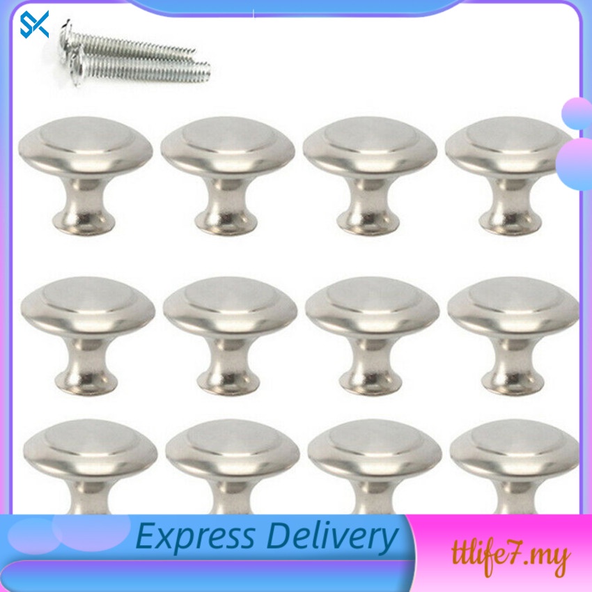 12 Pcs Door Knobs Handles Cupboard Drawer Kitchen Stainless