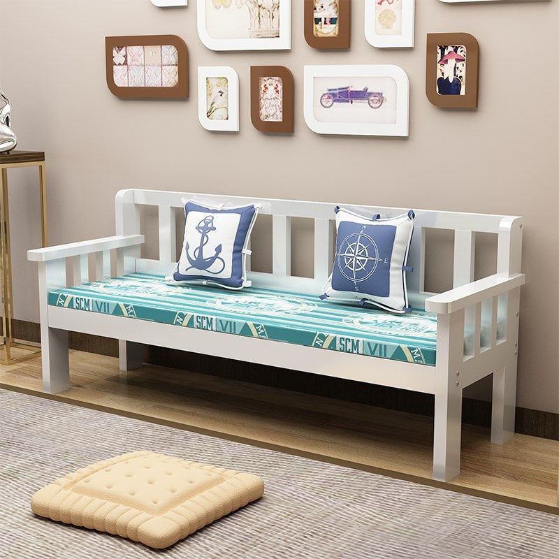 Solid wood sofa combination threeseat pine wood sofa bench small