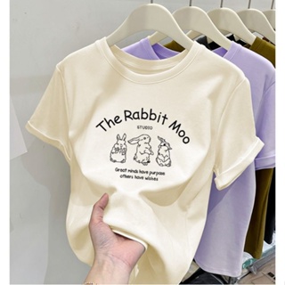 New Summer Men's T-Shirt 100% Cotton Rabbit Print Short Sleeve