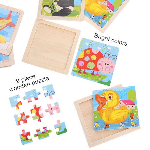 Wooden 9-piece cartoon animal jigsaw puzzle children's toy children's ...
