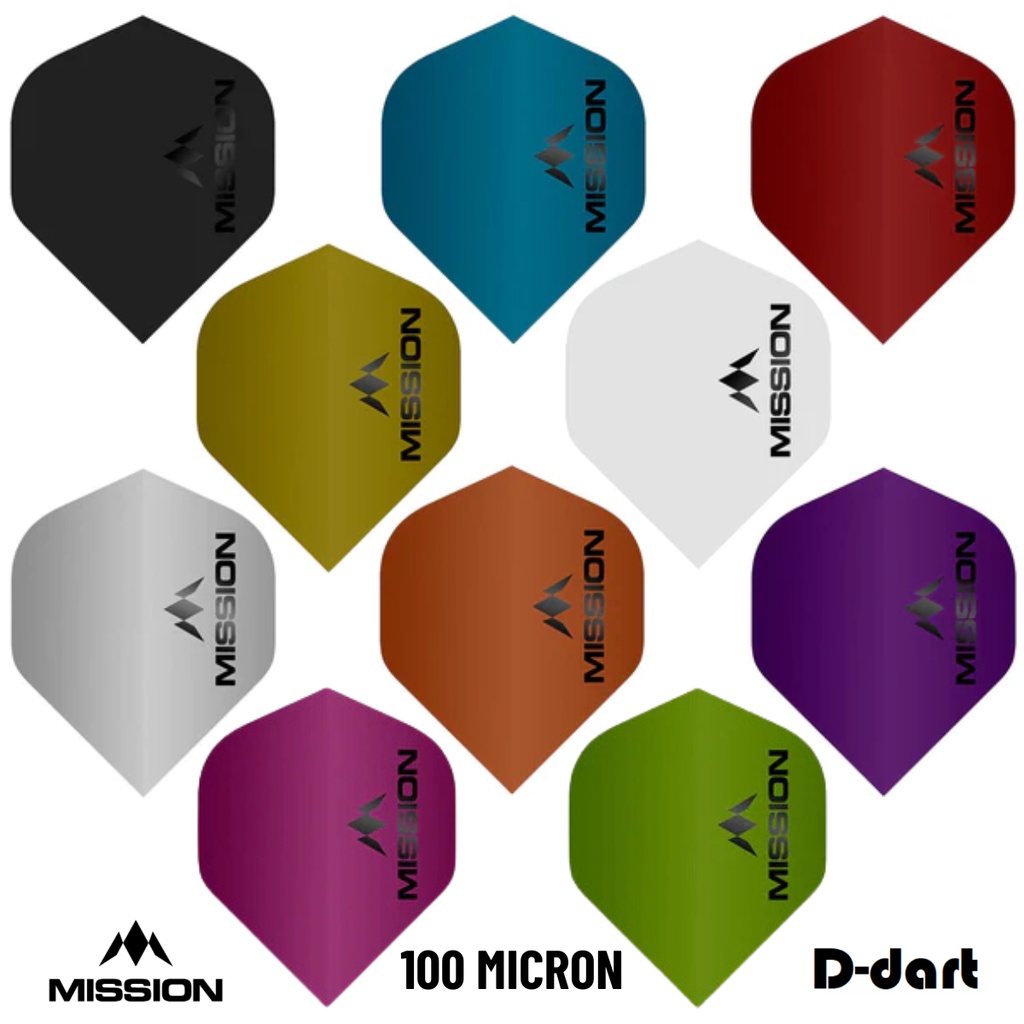 Mission Dart Flights STANDARD MATT MISSION LOGO 100 Micron Darts