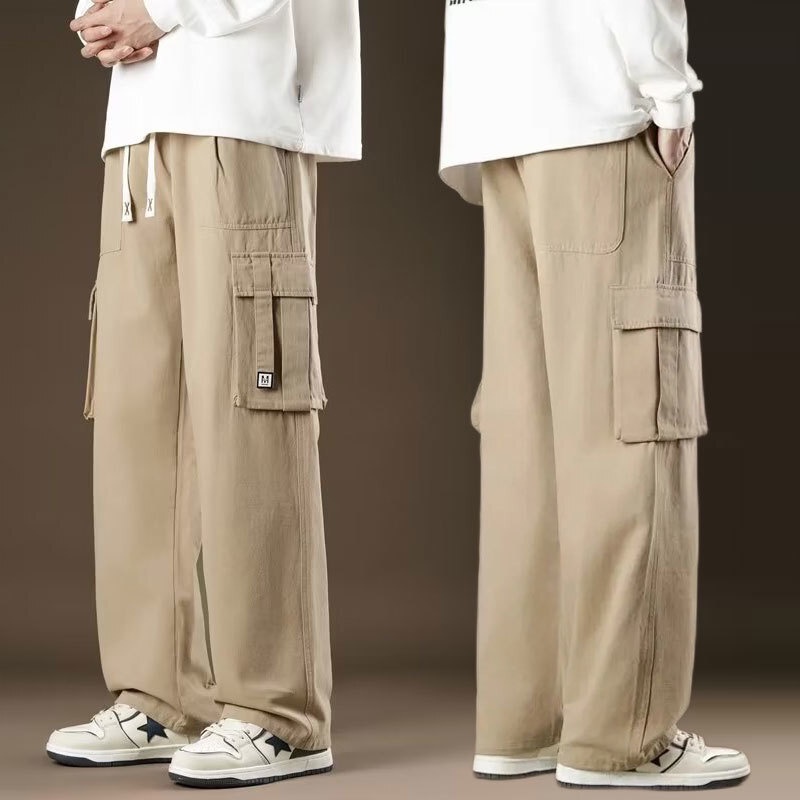 Cargo Pants Men Fashion Multiple Pockets Casual Straight Cut Baggy ...