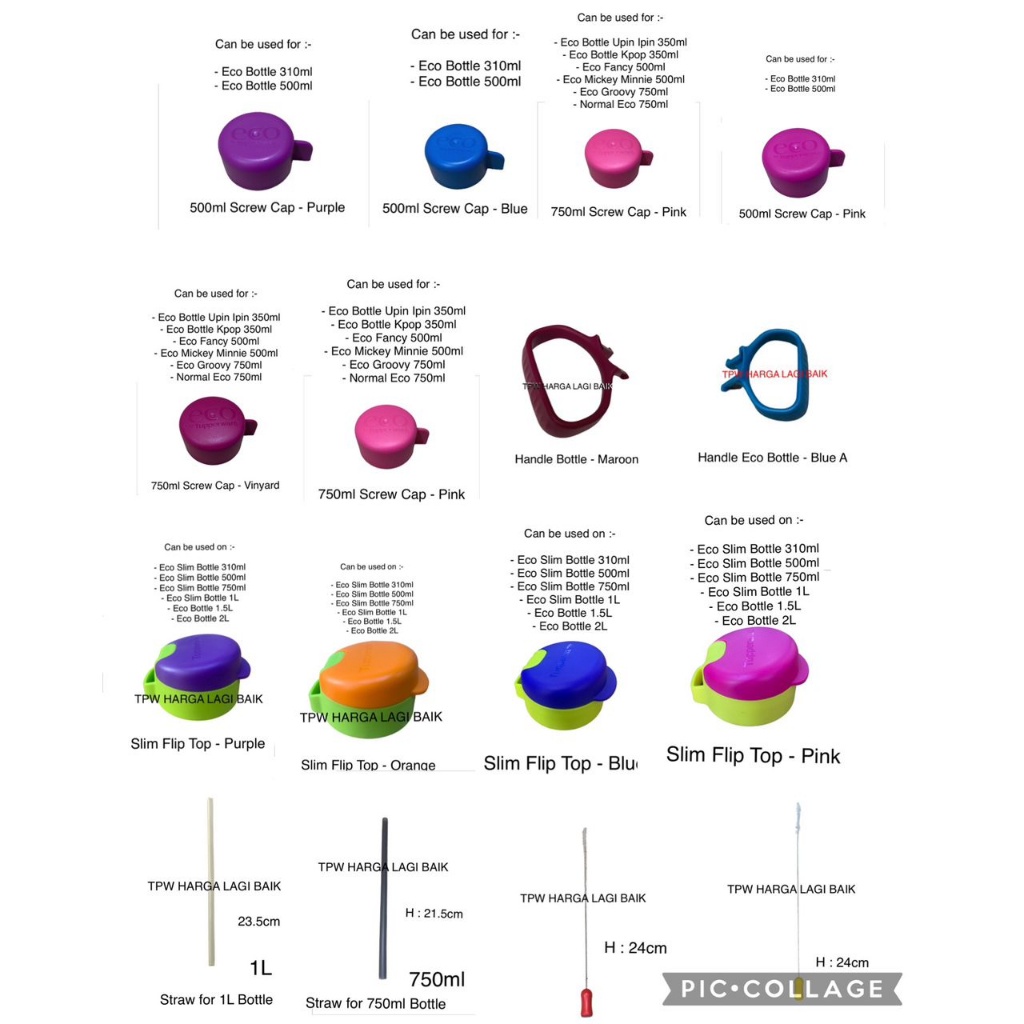 Tupperware Spare Part/ Eco Bottle Cap/ Handle Bottle/ Strap/ Canister ...