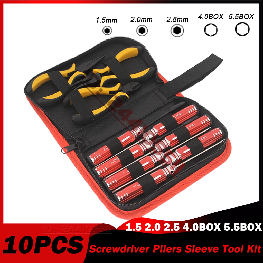 10 in 1 Tool Kit Box Set Screwdriver Screw Driver Hex Key 450 500