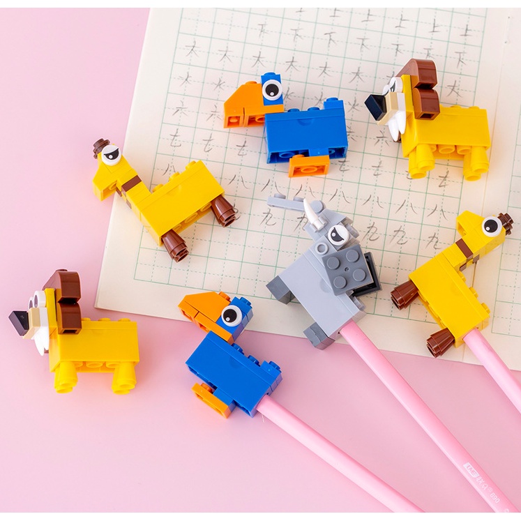 Lego Sharpener Kids DIY Puzzle Pencil Sharpener Lion Toucan Giraffe ...