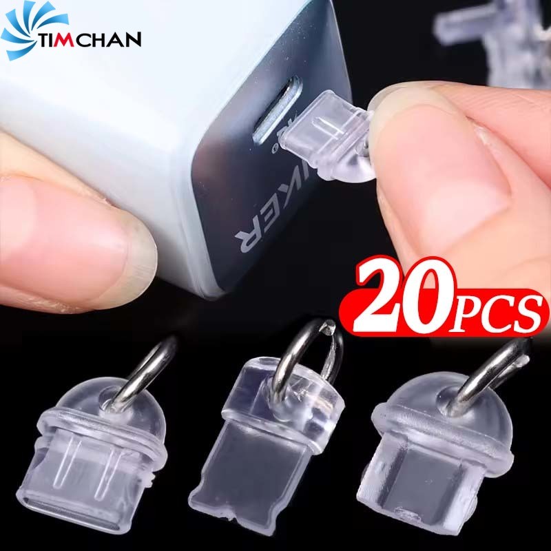 5/10/20Pcs Transparent DIY Phone Pendant Plug - For Type-C Micro-USB ...