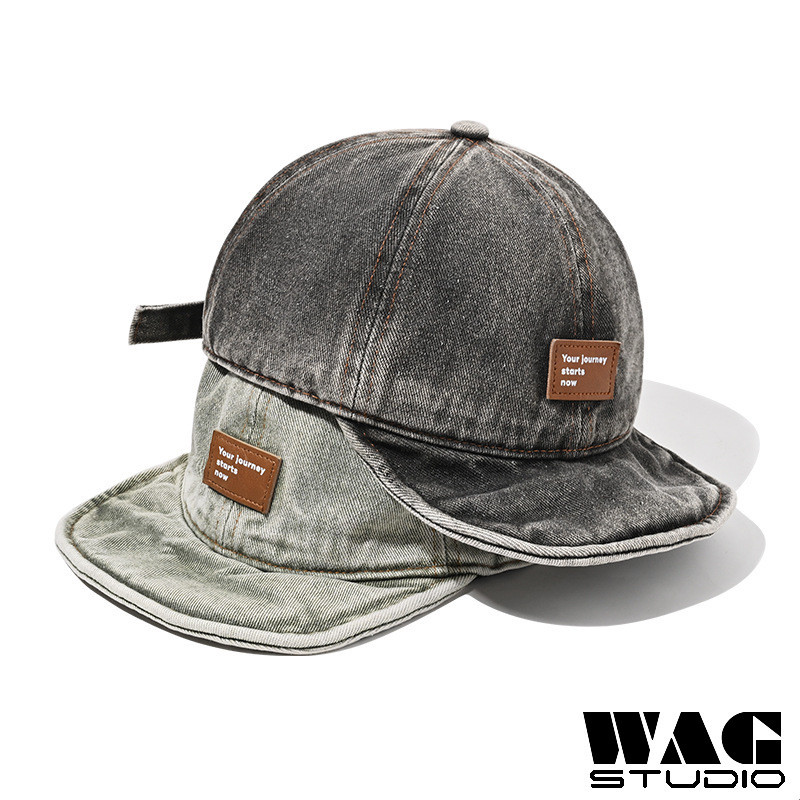 Vintage Denim Baseball Cap for Men Women Adjustable Flat Brim Full Cap ...