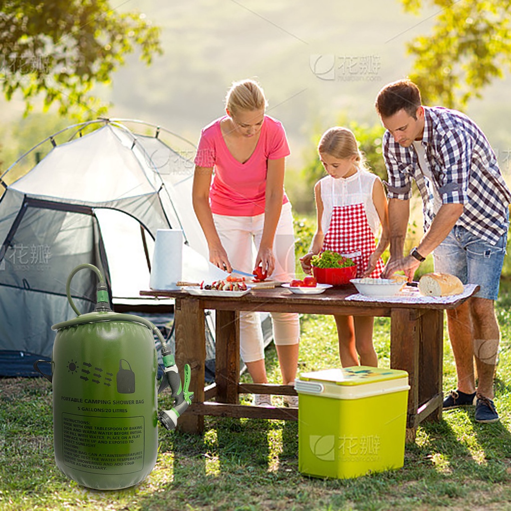 Portable Solar Shower 5 Gallon/20L Solar Heated Camp Shower with