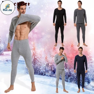 Winter Men Thermal Underwear Set Soft Cotton Fleece-lined Warm
