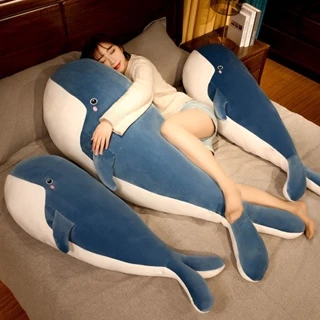 55-140cm Giant New Whale Plush Toys Big Soft Stuffed Sleeping Pillow Cute Sea Animal Fish Blue Shark Doll Kids Baby Birthday Gift
