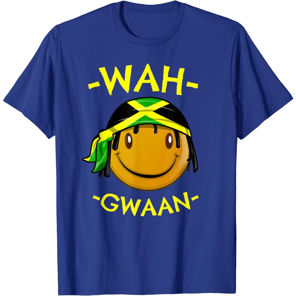 Mens Cotton T Shirt Wah Gwaan Cute Jamaican Flag Design T Shirt