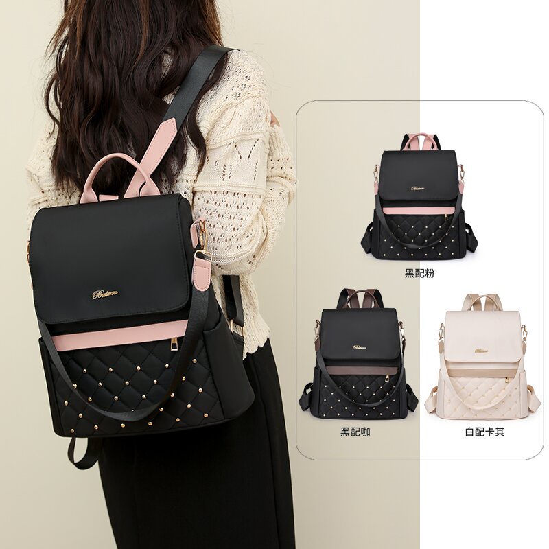 Female Bag Simple All-Match Backpack Multi-Layered Multifunctional ...