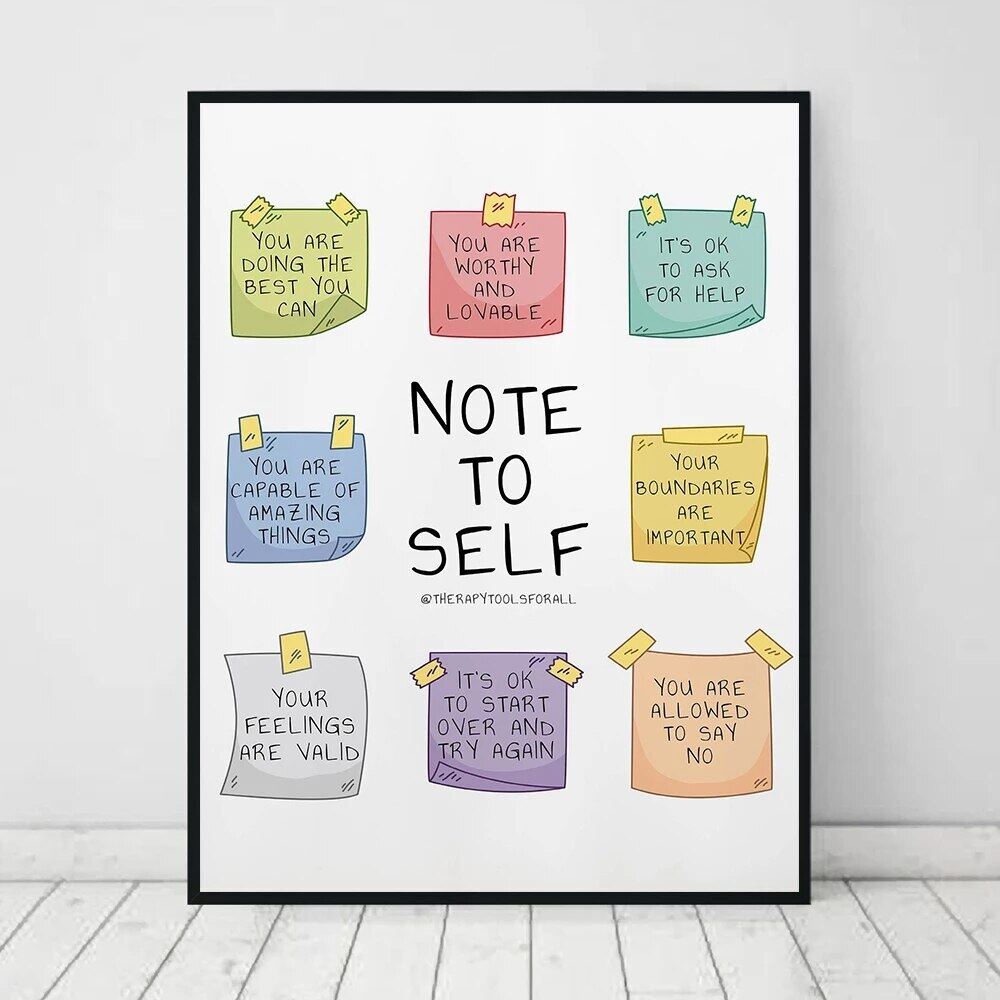 Note to Self Mental Health Poster Print Inspiring Quote Canvas Painting ...