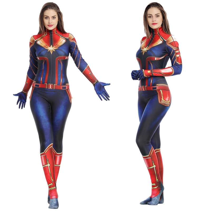 Captain Marvel Cosplay Ms. Marvel Carol Danvers Costume Jumpsuit Comics ...