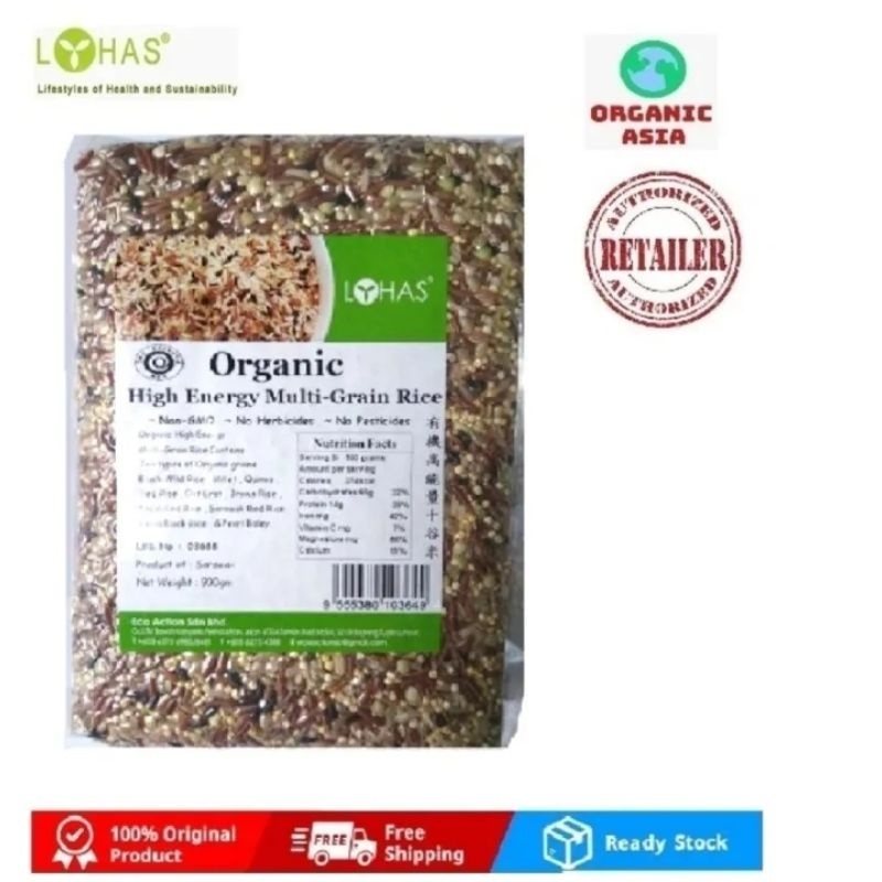 LOHAS Organic High Energy Multi-Grain Rice (900gm) 有机高能量十谷米 | Shopee ...