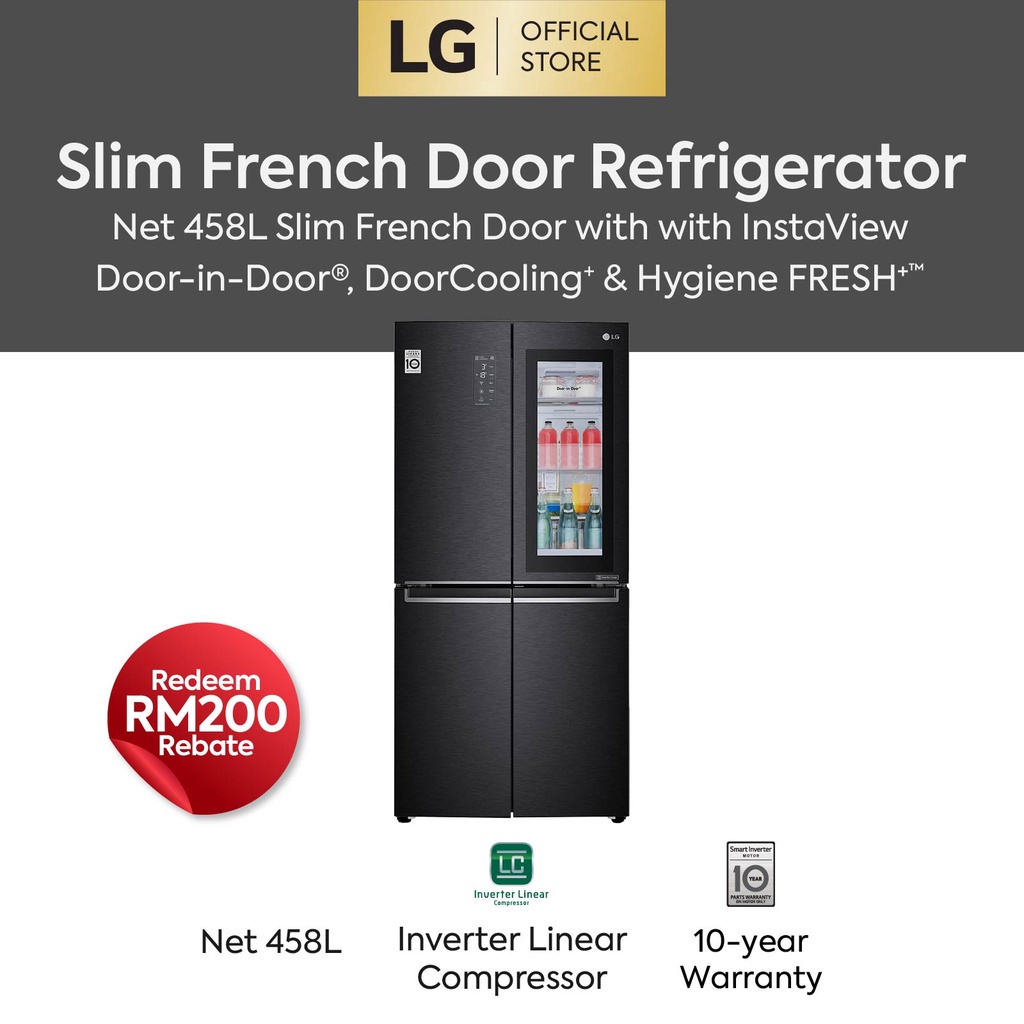 LIMITED OFFER! LG 458L Net GCQ22FTQKL InstaView DoorinDoor™ Slim