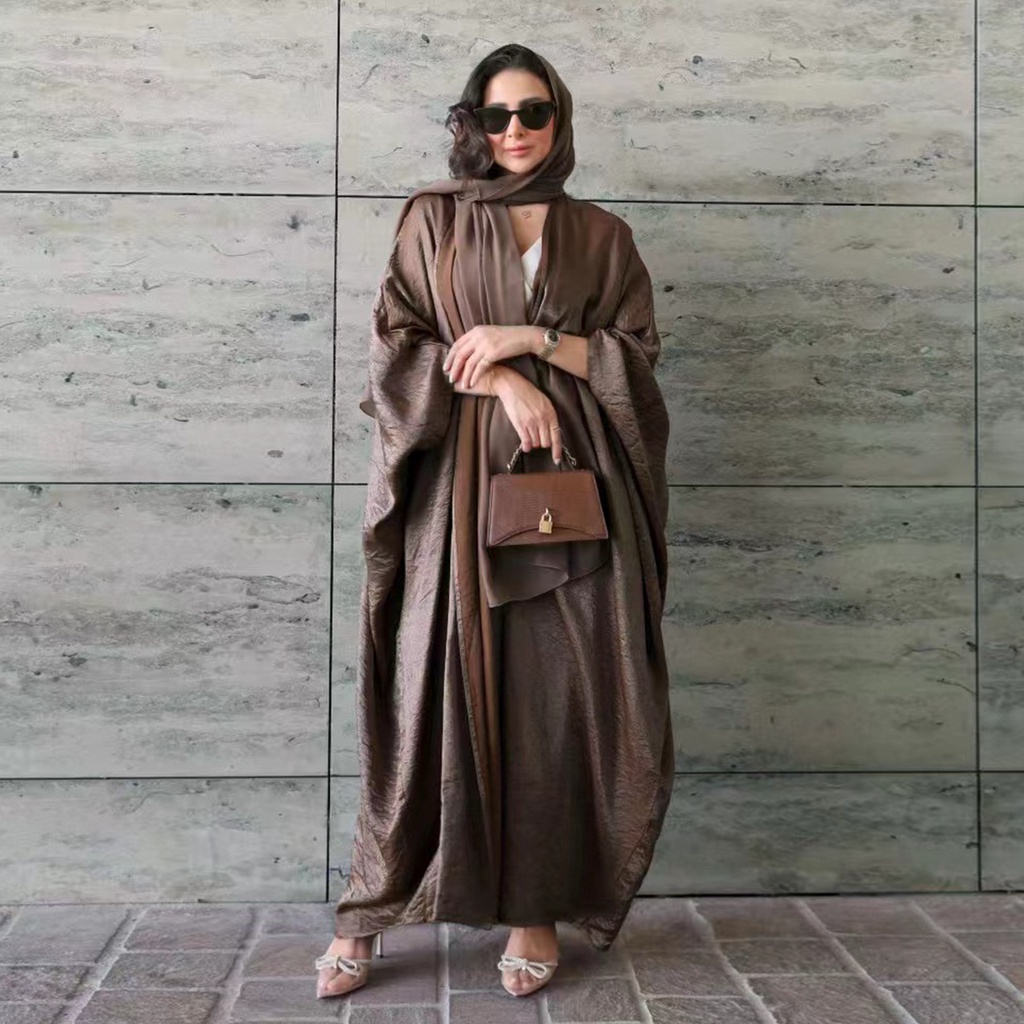 Ramadan Dubai Bat Sleeve Abaya Cardigan maxi dress Islam Arab robe ...